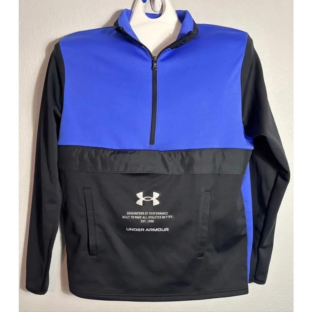 Under Armour Fleece Storm Half Zip Long Sleeve Top Mens Medium Blue ColdGear